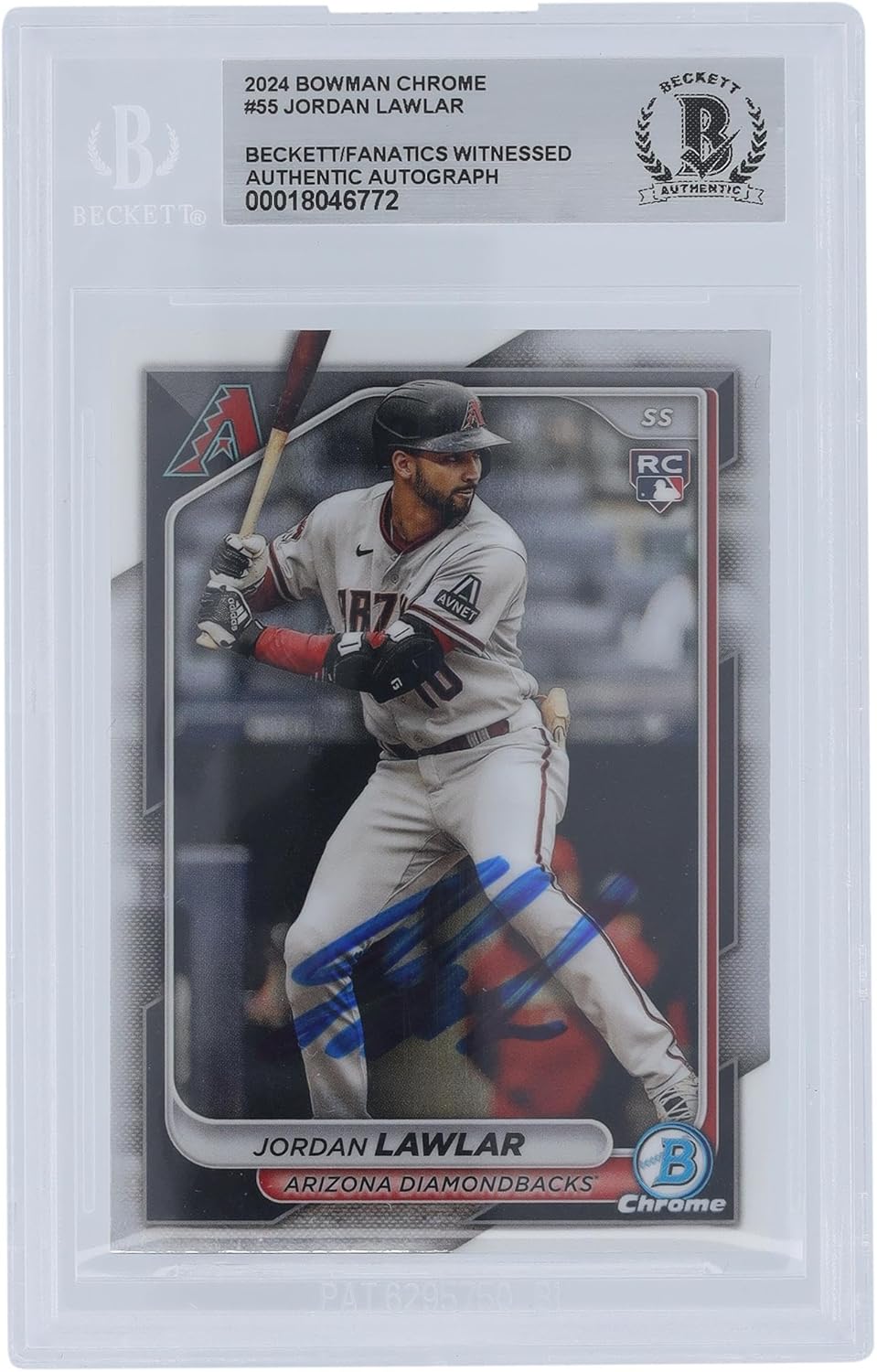 Jordan Lawlar Arizona Diamondbacks Autographed 2024 Bowman Chrome #55 Beckett Fanatics Witnessed Authenticated Rookie Card - Baseball Slabbed Rookie Cards