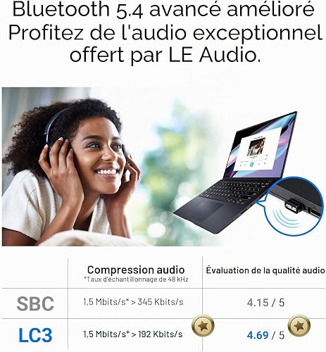 ASUS USB-BT540 Bluetooth 5.4 USB Dongle Adapter, Supports up to 7 Devices, Ultra Compact Design, Compatible with Windows 8.1, 10 and 11 and Bluetooth 2.1, 3 and 4, Black - 2