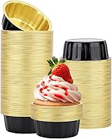 Vista 24 de Beasea Paquete de 100 vasos desechables de papel de aluminio, 8 onzas, 7.9 fl oz, 3.9 pulgadas, para hornear, magdalenas, magdalenas, tazas de pudín