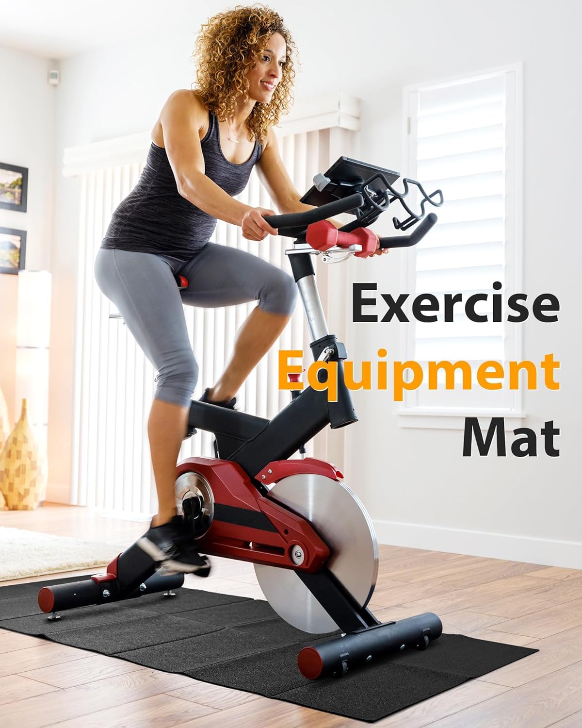 Tapete plegable de goma para caminadora, tapete para bicicleta estática con absorción de golpes, impermeable, antideslizante, para proteger el suelo para gimnasio en casa