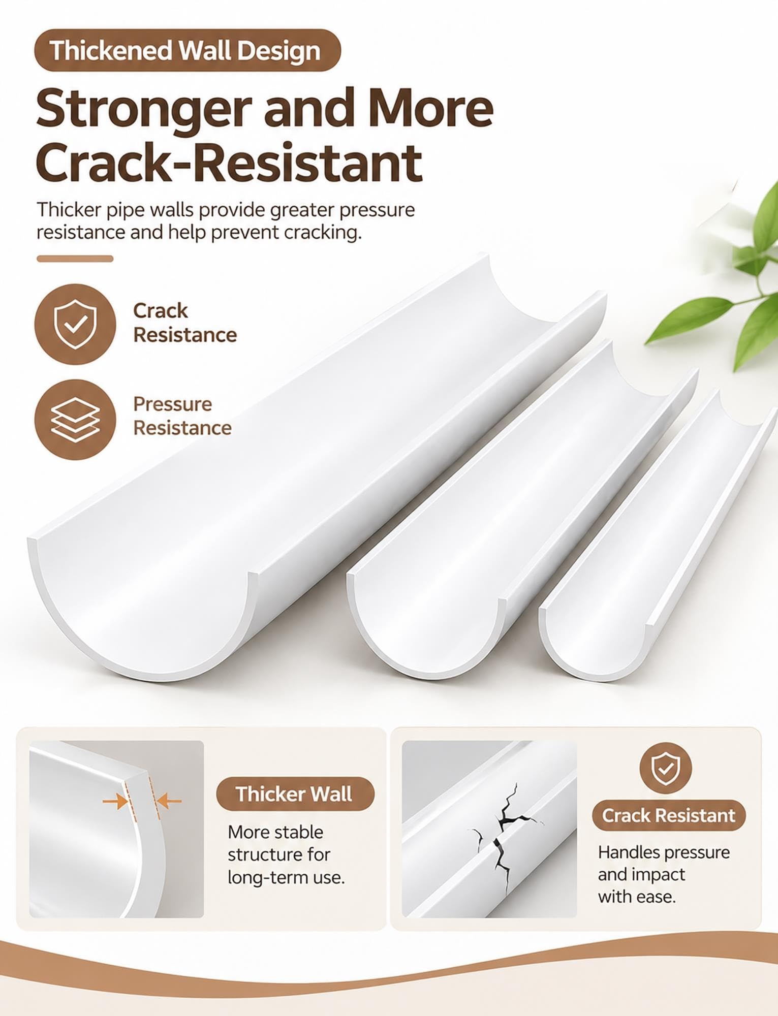 Canal PVC semicircular 100cm de longitud para tejados y drenaje DIY