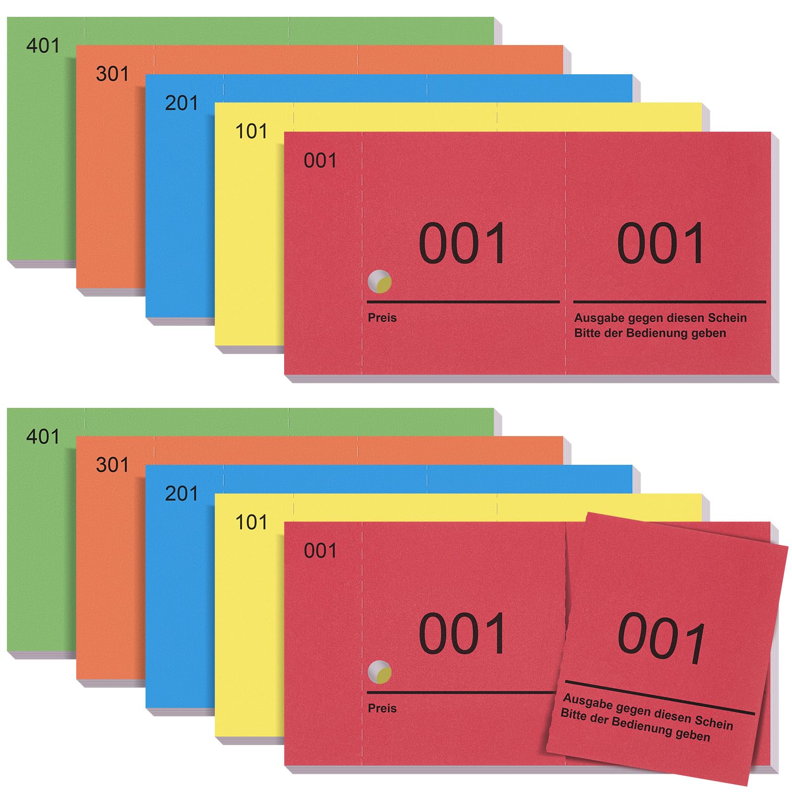 Nezyo 2 Set 1 a 500 Blocchi Numerici Numeri Doppi Blöck Numeri 5 Colori 5 x 10 cm Blocchi Numerici Per Gettoni Guardaroba Strappi Numerati Biglietti Eventi Feste Lotterie
