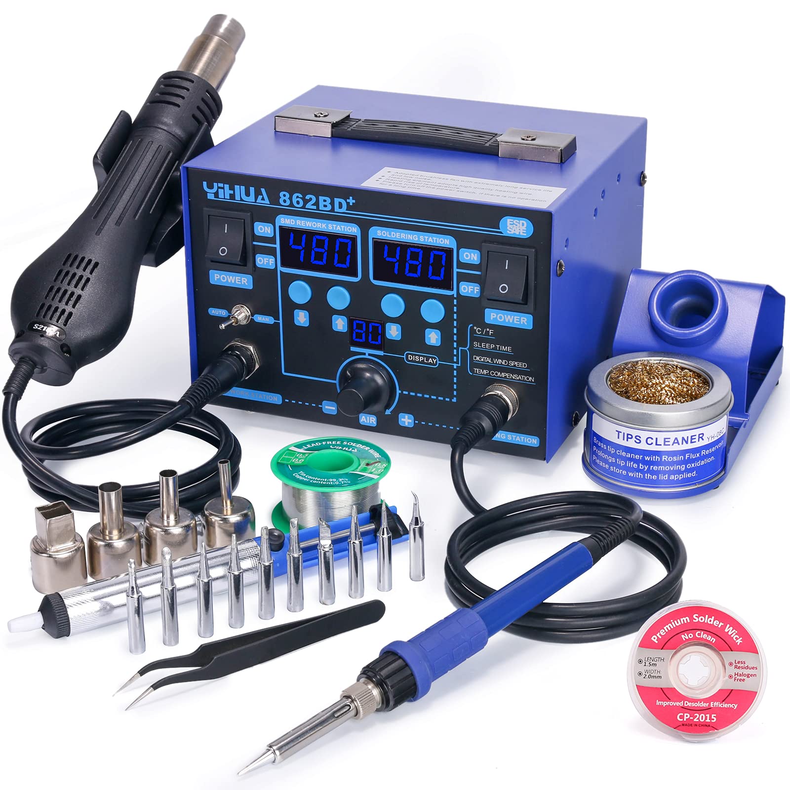 Buy YIHUA 862BD+ SMD Hot Air Rework Station and Soldering Station, 2 in 1 Station with