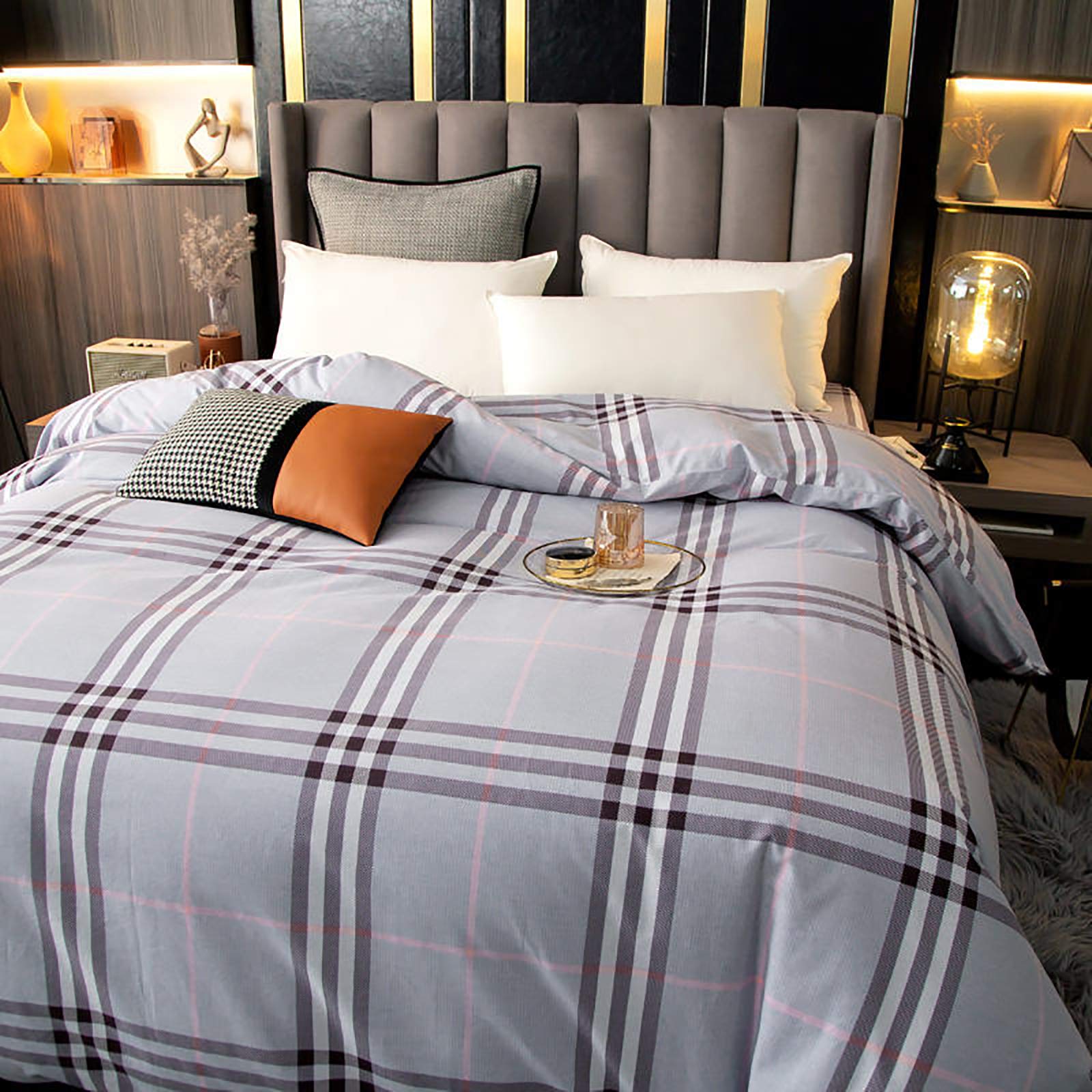 Couverture de couette imprimé géométrique buffalo pour une chambre cocooning et moderne