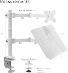 VIVO Fully Adjustable 13 to 32 inch Single Computer Monitor and Laptop Desk Mount Combo, Stand with Grommet Option, Fits up to 17 inch Laptops, White STAND-V002CW