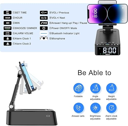 Miniatura 5 de Regalos para hombres y mujeres, soporte de teléfono con altavoz Bluetooth y soporte ajustable de teléfono celular de ángulo giratorio de 360 para