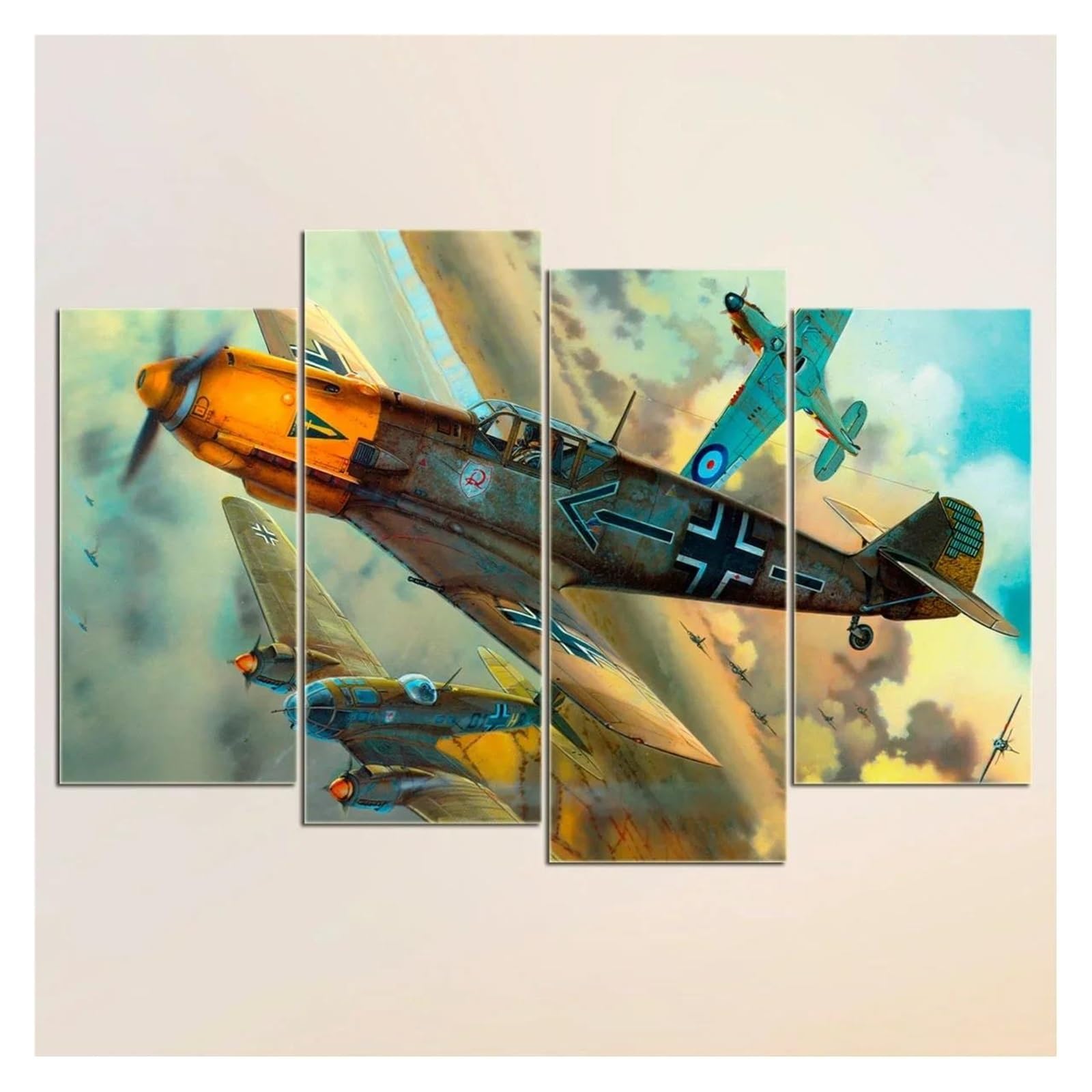 Peinture art mural affiche aviation moderne 4 pièces salon