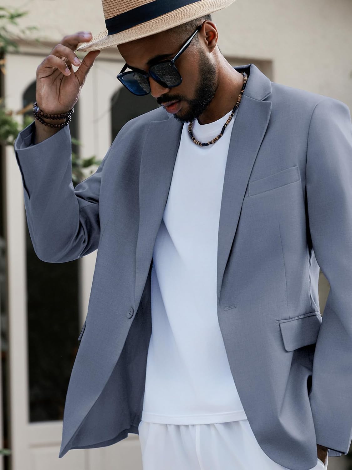 MAGE MALE Men's One Button Suit Jacket Elegant Solid Color Blazers Slim Fit Lightweight Sport Coats Blazer - Image 7