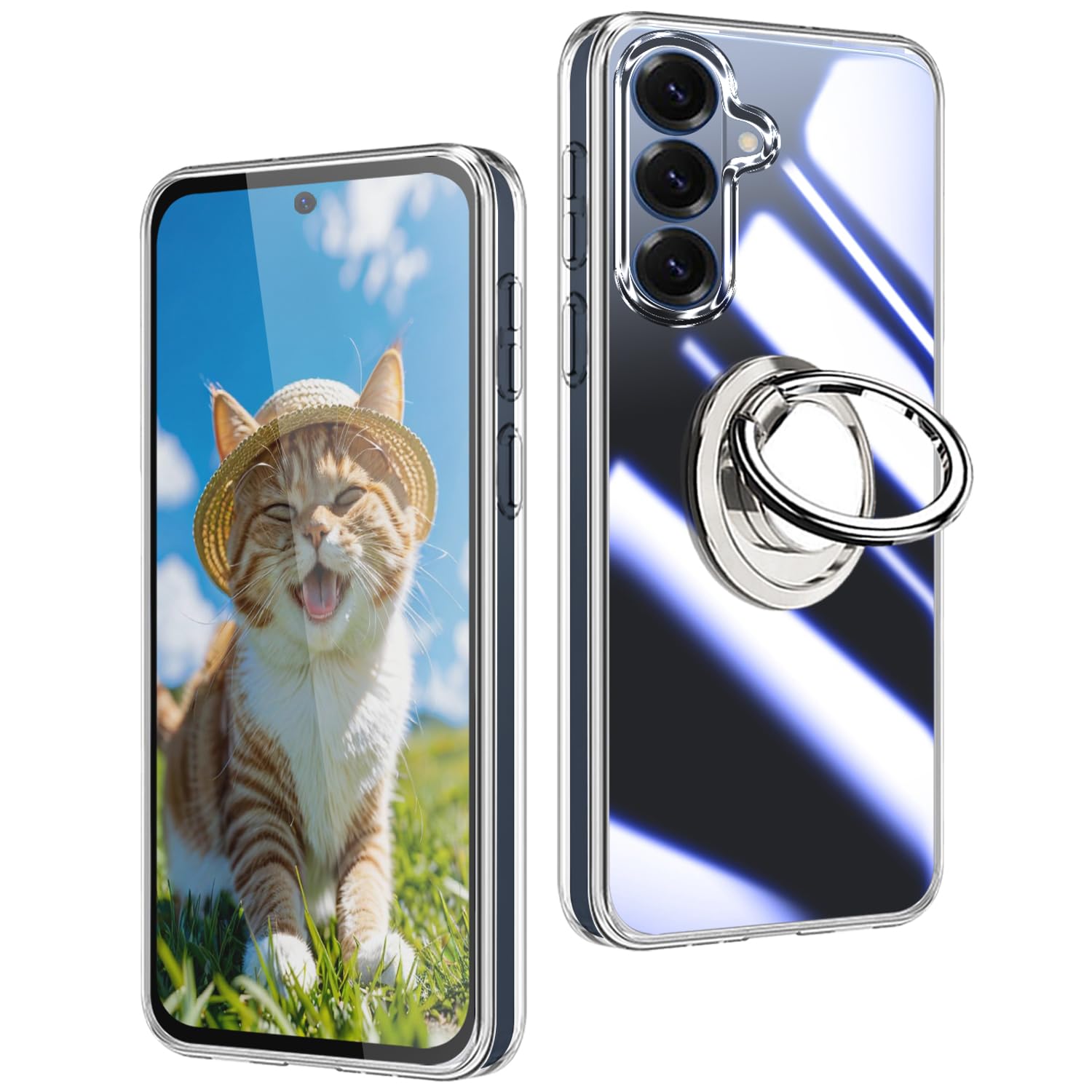 Galaxy S26 専用 ケース クリア TPU リング付き 360°回転スタンド機能 耐衝撃 ギャラクシーS26 カバー 軽量薄型 画面保護 黄変防止 滑り止め対策