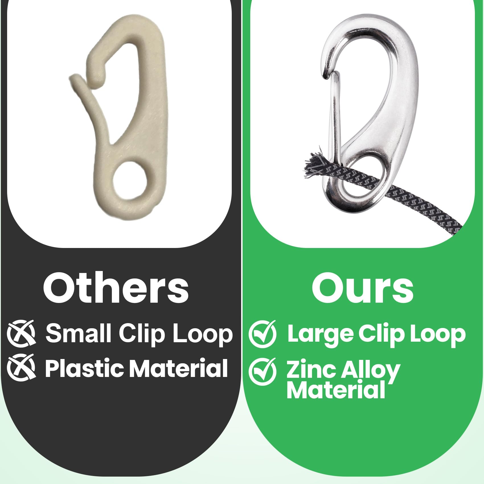 Paquete de 4 mosquetones marinos, ganchos de acero inoxidable de 2 pulgadas, clips de resorte resistentes de 220 libras para camping, senderismo, llaveros, bolsas
