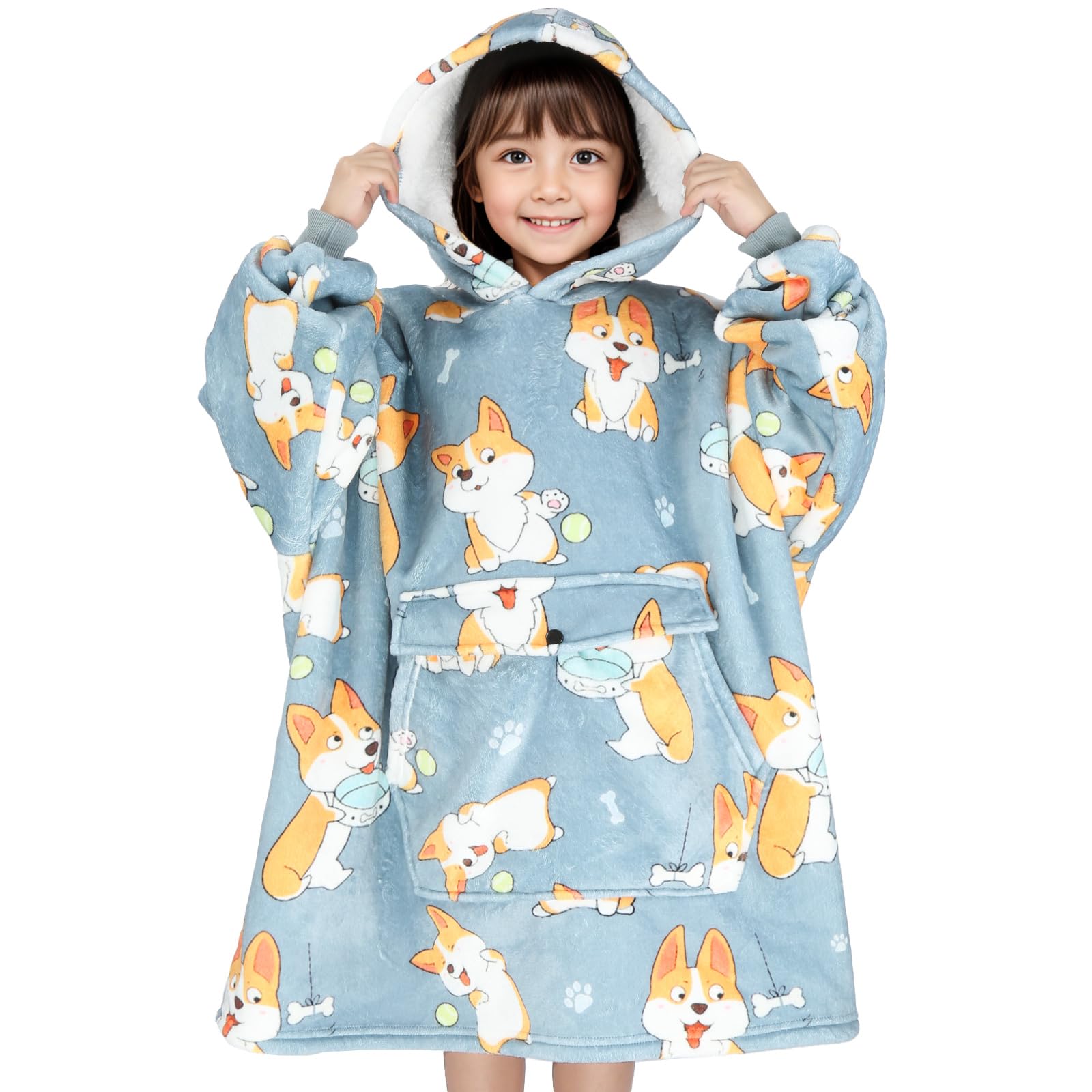 IvyH Kids Hoodie Blanket, Oversized Sherpa Hoodie Sweatshirt with Large Front Pocket-Daughter Gift