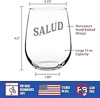Vista 4 de Salud Spanish Cheers - Copa de vino sin tallo, regalos únicos temáticos de España o decoración de fiesta, grande, 17 onzas