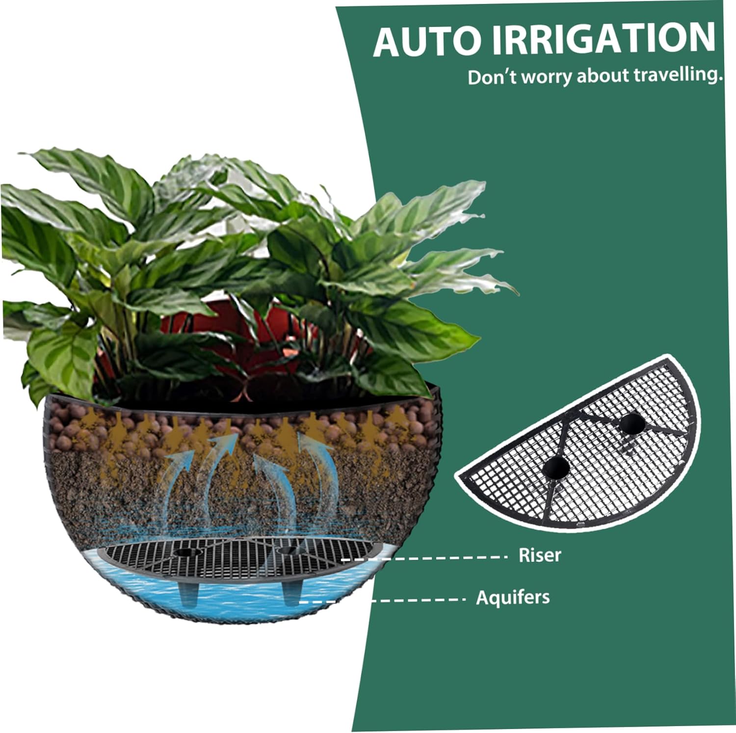 Wall Planter 2PCS Wall Hanging Planter Half Round Fence Planters with Drainage and Hooks Wall Mounted Planters for Balcony Garden Railing Coffee