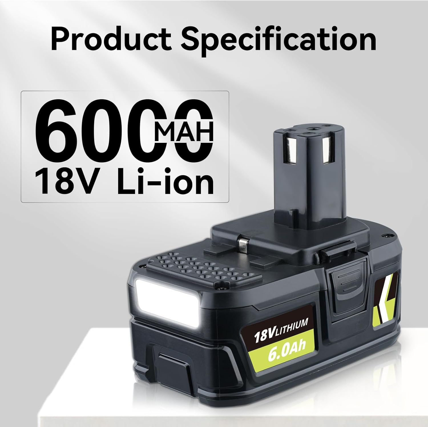 P108 18V 6000Ah 2Pack Lithium Replacement for Ryobi Battery and P117B Charger Compatible with Ryobi 18V Battery P102 P103 P104 P105 P107 P108 P109 P190 P122 for 18 Volt Cordless Power Tools