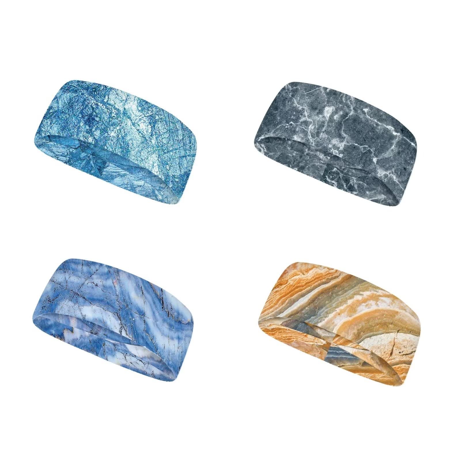 AFPANQZ Marbling Sport Headbands Unisex Workout Sport Headbands Outdoor Breathable Non-Slip Headbands Hairbands 4 Pack Workout Accessories Headbands Hairbands-image-2