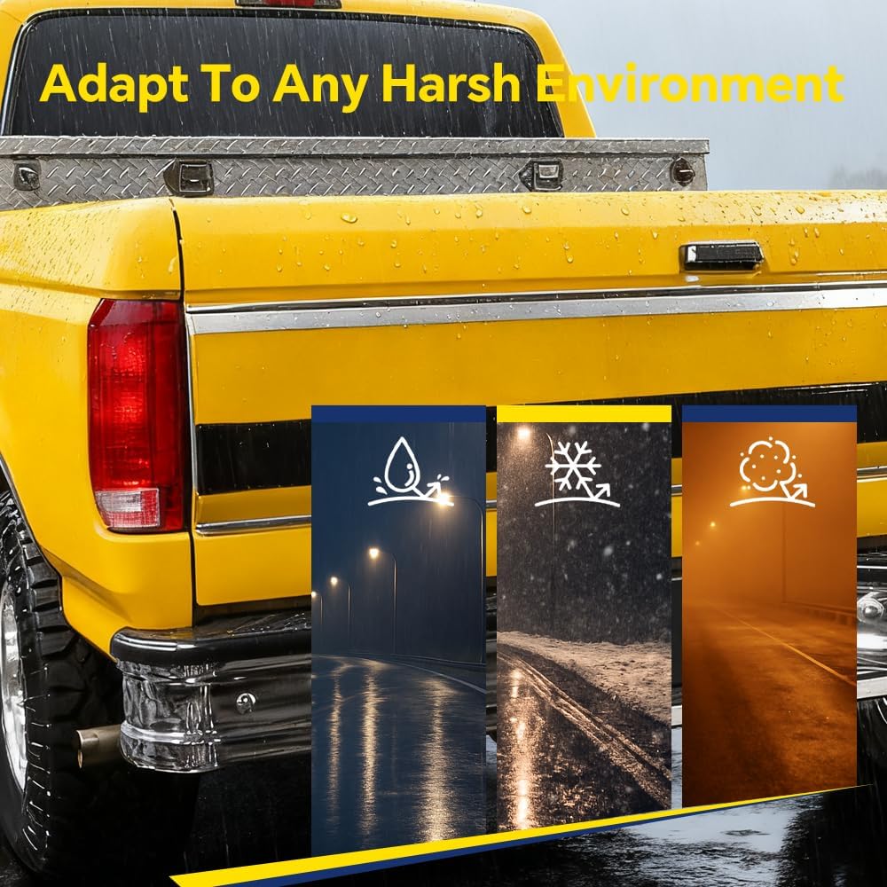 GRAND ORANGE Tail Lights Assembly Rear Lights Tail Lamp Left and Right Side Compatible with Ford Pickup F150 1990-1996/F250 F350 1990-1997 Red & Clear Lens 166-01673