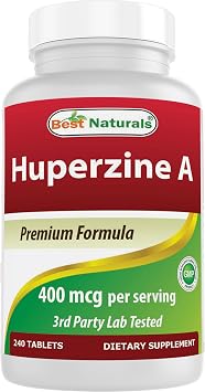 أفضل المواد الطبيعية Huperzine A 400 mcg لكل serving- 240 أقراص، خالية من الغلوتين وغير المعدلة وراثيا