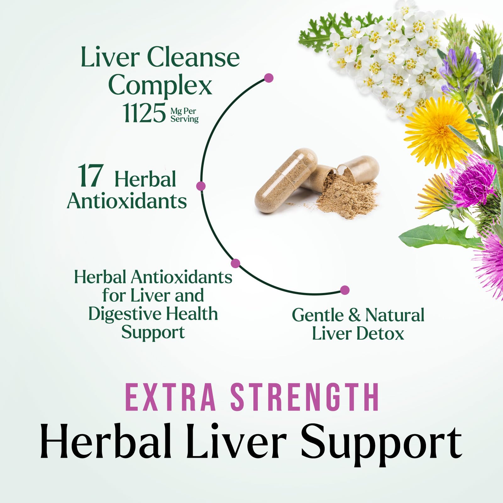 Liver Cleanse Detox & Repair Supplement - 1100mg Herbal Liver Complex - Milk Thistle with Silymarin, Dandelion, Artichoke Extract, Turmeric & Beetroot - Natural & Gentle Liver Support - 120 Capsules — Amazon image 3