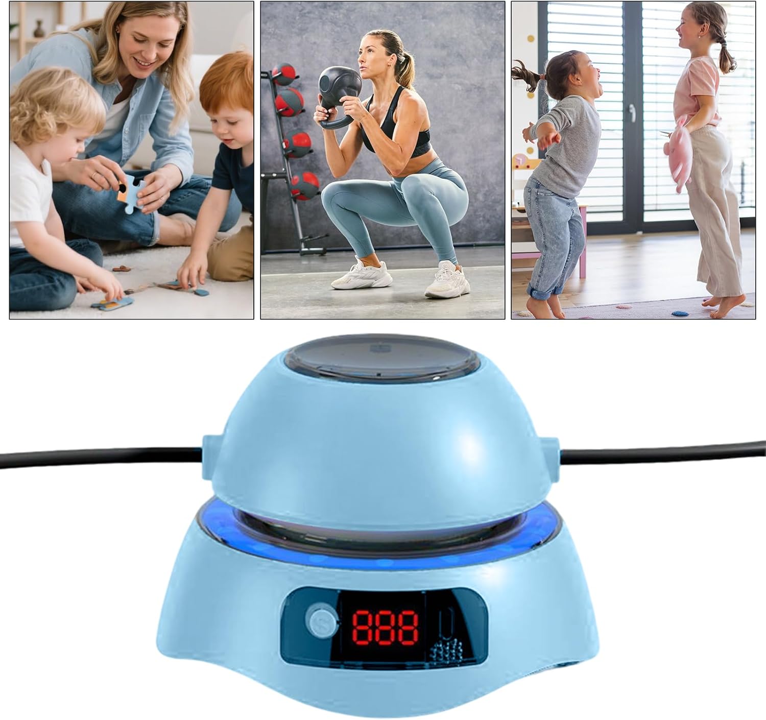 スキップロープマシン - 1-10段階調速 カラーライト搭載 ジャンプエクササイズマシン,電動ジャンプロープマシン リモコン付き -