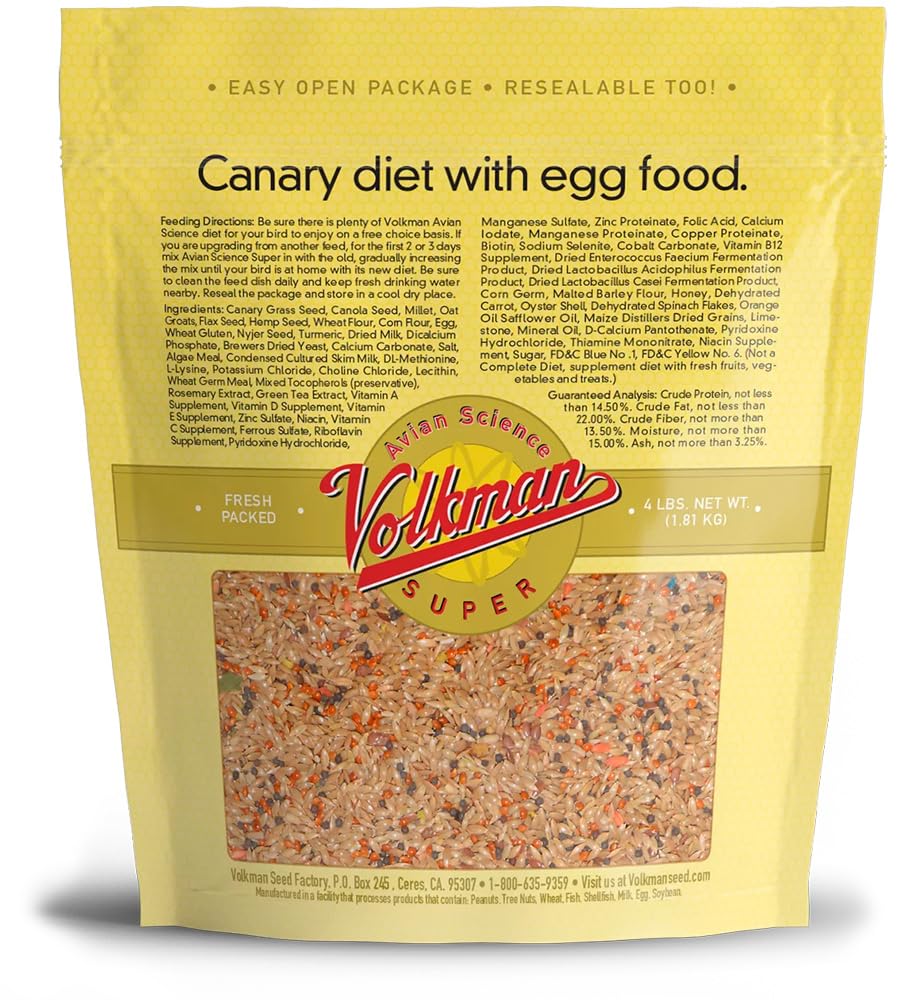 Volkman Seed Avian Science Super Canary Seed Nutritionally Balanced Food 4lbs