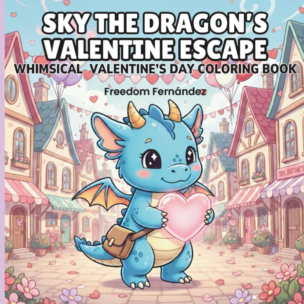 Sky the Dragon’s Valentine Escape: Whimsical Valentine’s Day Coloring Book