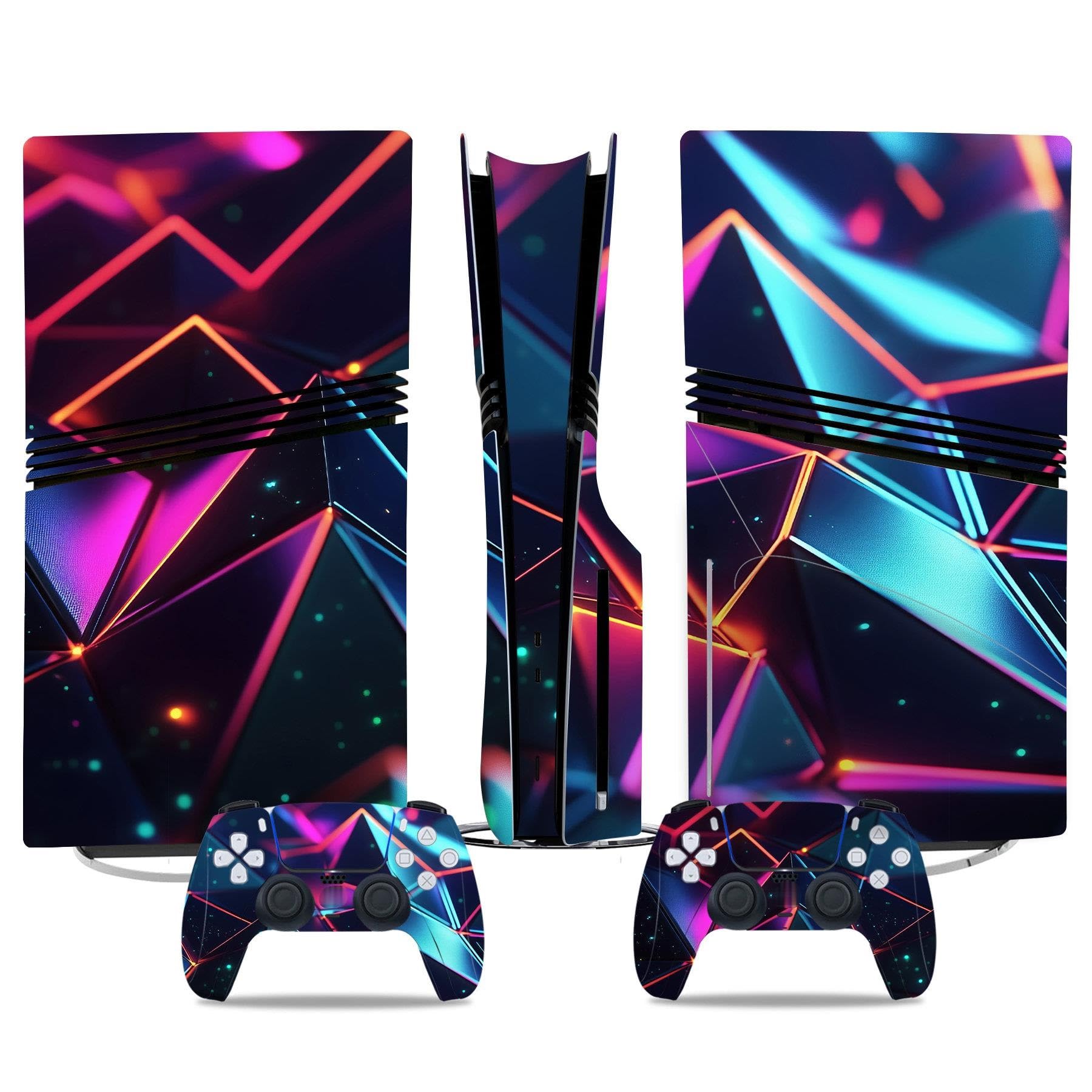 Per PS5 Pro Skin Disc Edition & Per PS5 Pro Skin Digital Edition Console Controller Vinyl Cover Skins Wraps Scratch Resistant Compatible 00185 Skins Wraps Regalo(Disc Version)
