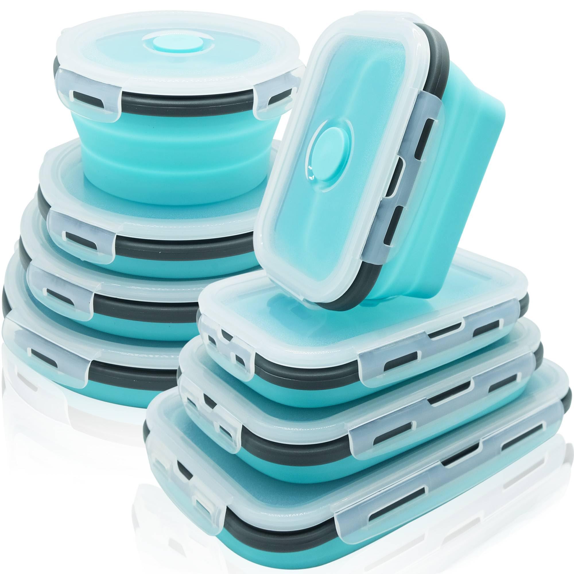 Cozihom Opvouwbare siliconen voedselcontainer met clipdeksel, stapelbaar, ruimtebesparend, BPA-vrij, 150 ml, 4 verpakkingen