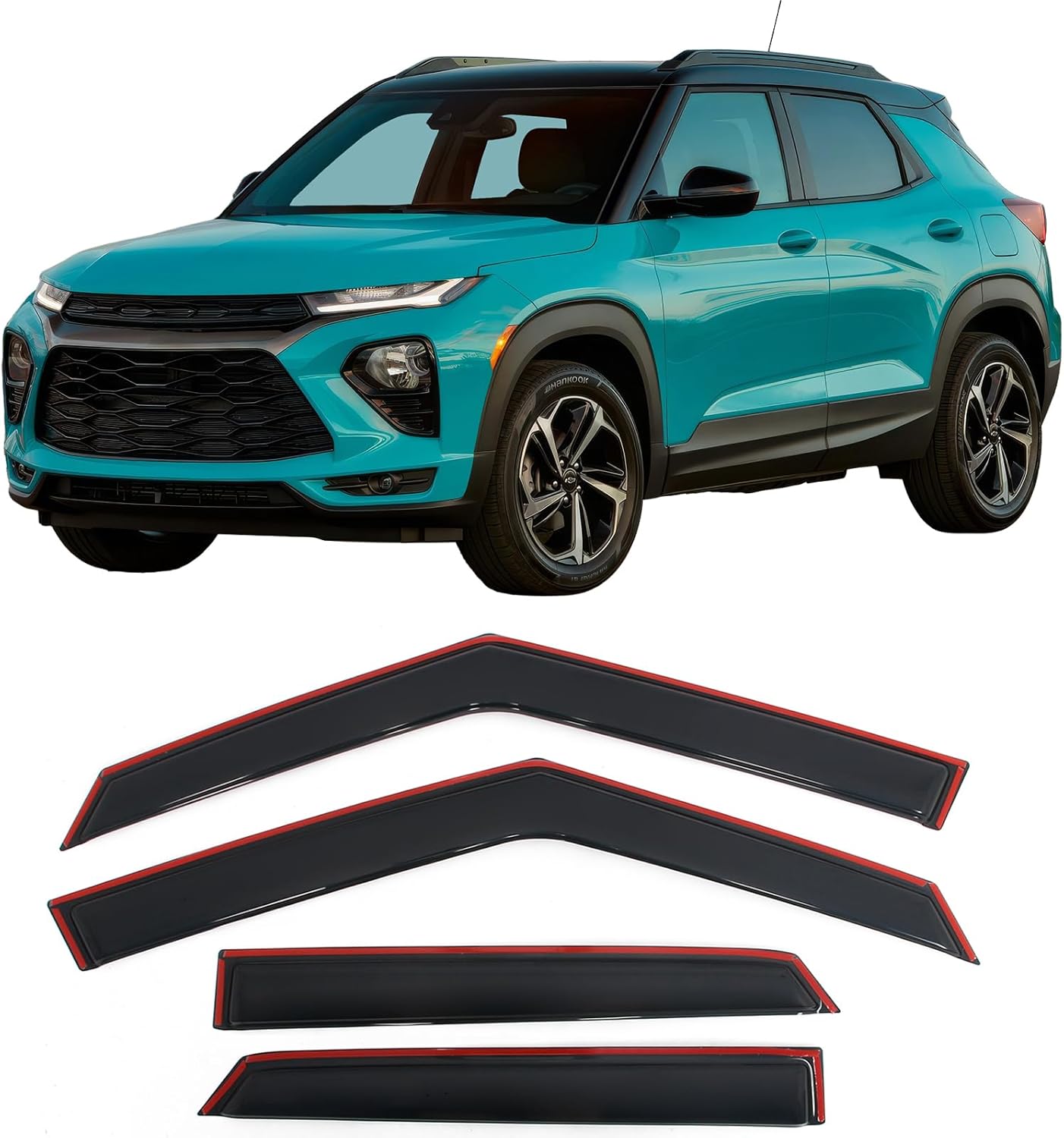 IKON MOTORSPORTS in Channel Window Visors Compatible with 2021-2025 Chevrolet Trailblazer, Slim Style Acrylic Smoke Rain Guards, Side Window Wind Deflectors 4PCS