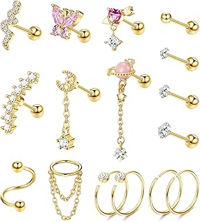 Helix Earrings 16G Cartilage Earring Surgical Steel Helix Piercing Jewelry Conch Earrings Cartilage Piercing Jewelry