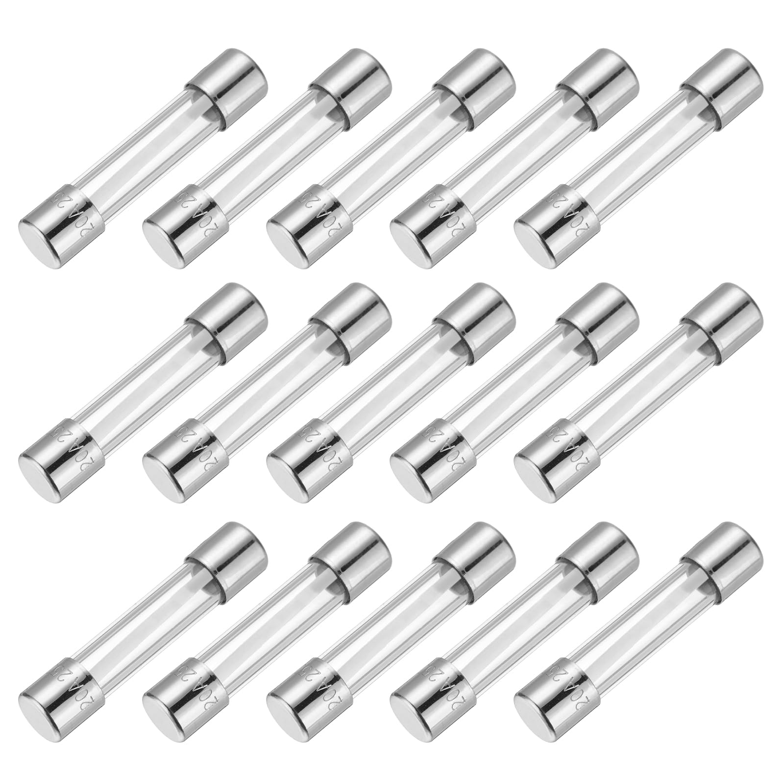 sourcing map 20A 250V 6x30mm Time Delay Glass Fuse UL Listed Slow Blow Fuse for Home Appliances(Pack of 15)