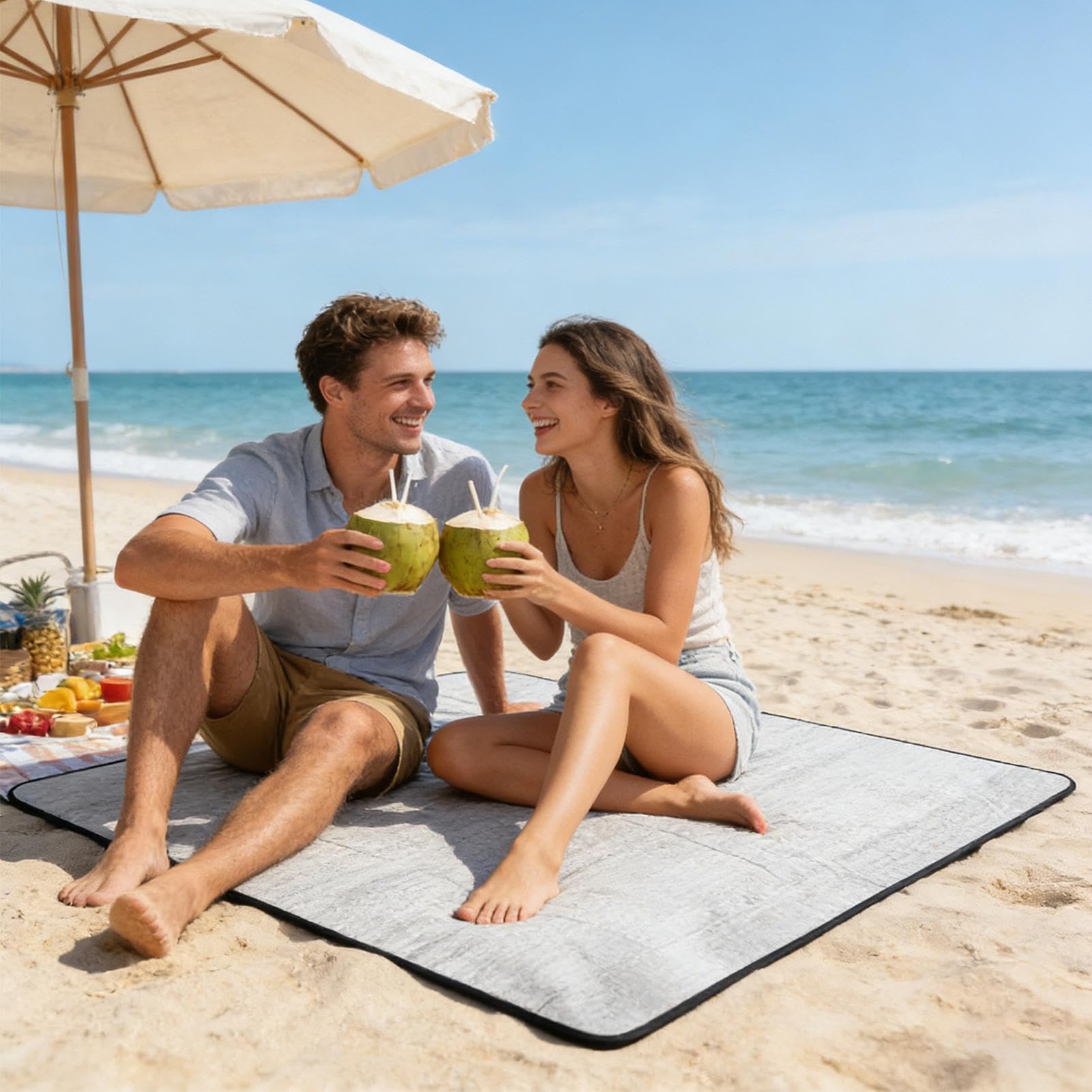Mata piankowo-foliowa na kemping 200x200 cm mata izolacyjna | Mata termiczna do spania dla turystów Dla osób biwakujących, na plażę, do domu, do samochodu, do salonu