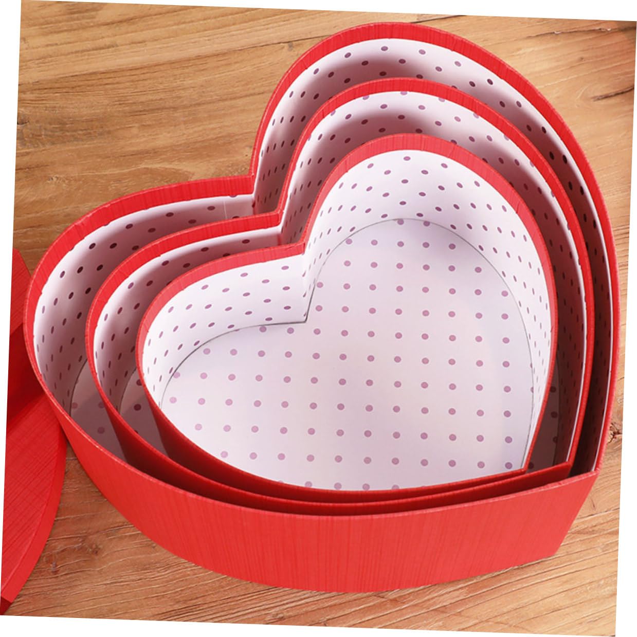 LRXIYODE Herzförmige Geschenkbox 3 Stück mit Schleife Kleine Kosmetik und Aufbewahrungsbox Stabile Verpackung für Valentinstag Hochzeit und Geschenkverpackung