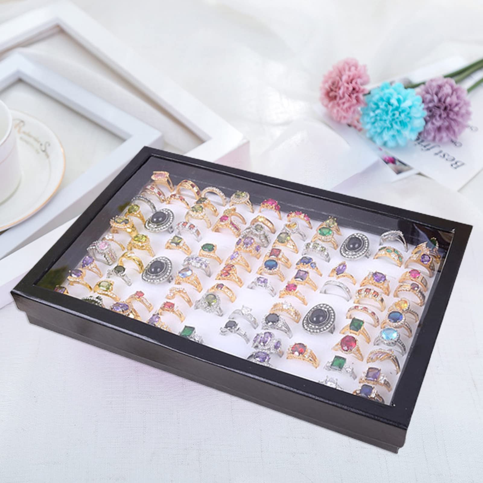 Oirlv Velluto Organizzatore Vassoio Anello - Display Stand e Vassoio Di Stoccaggio per Anelli