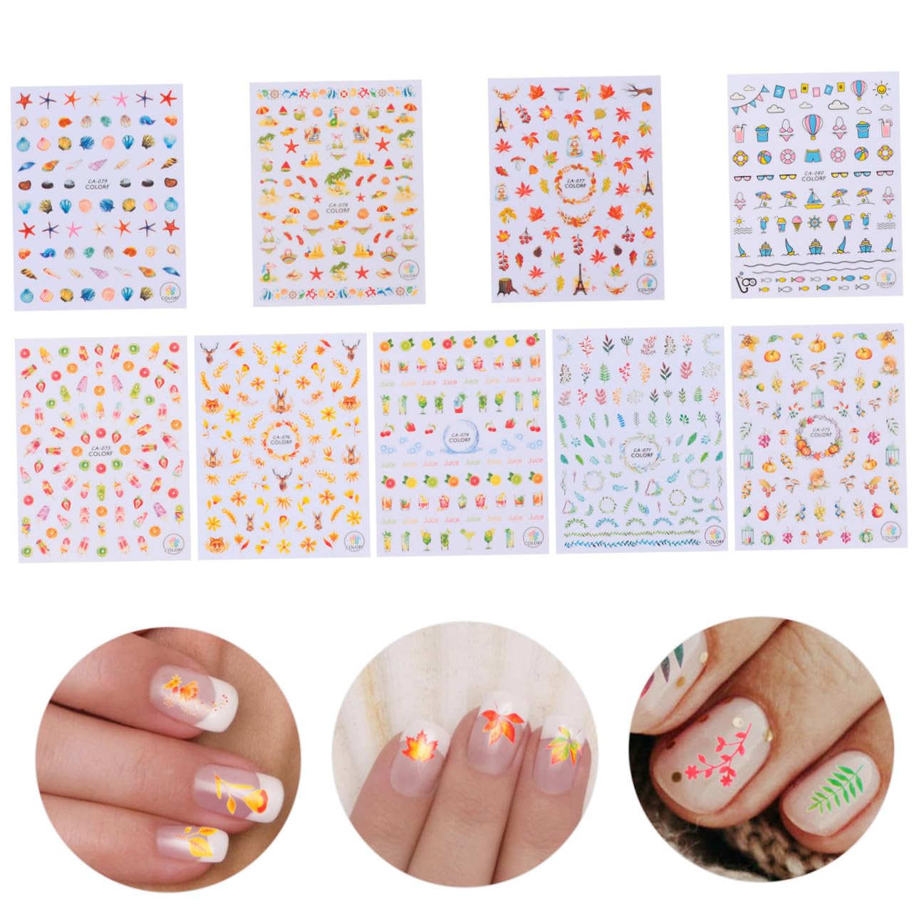 3 Set Adesivi Unghie Autoadesivi Per Decorazioni Nail Art Design Unico Per Manicure Per Natale E Ringraziamenti Facili Applicare Su Unghie Naturali E Materiale Sicuro E 9 Fogli*3