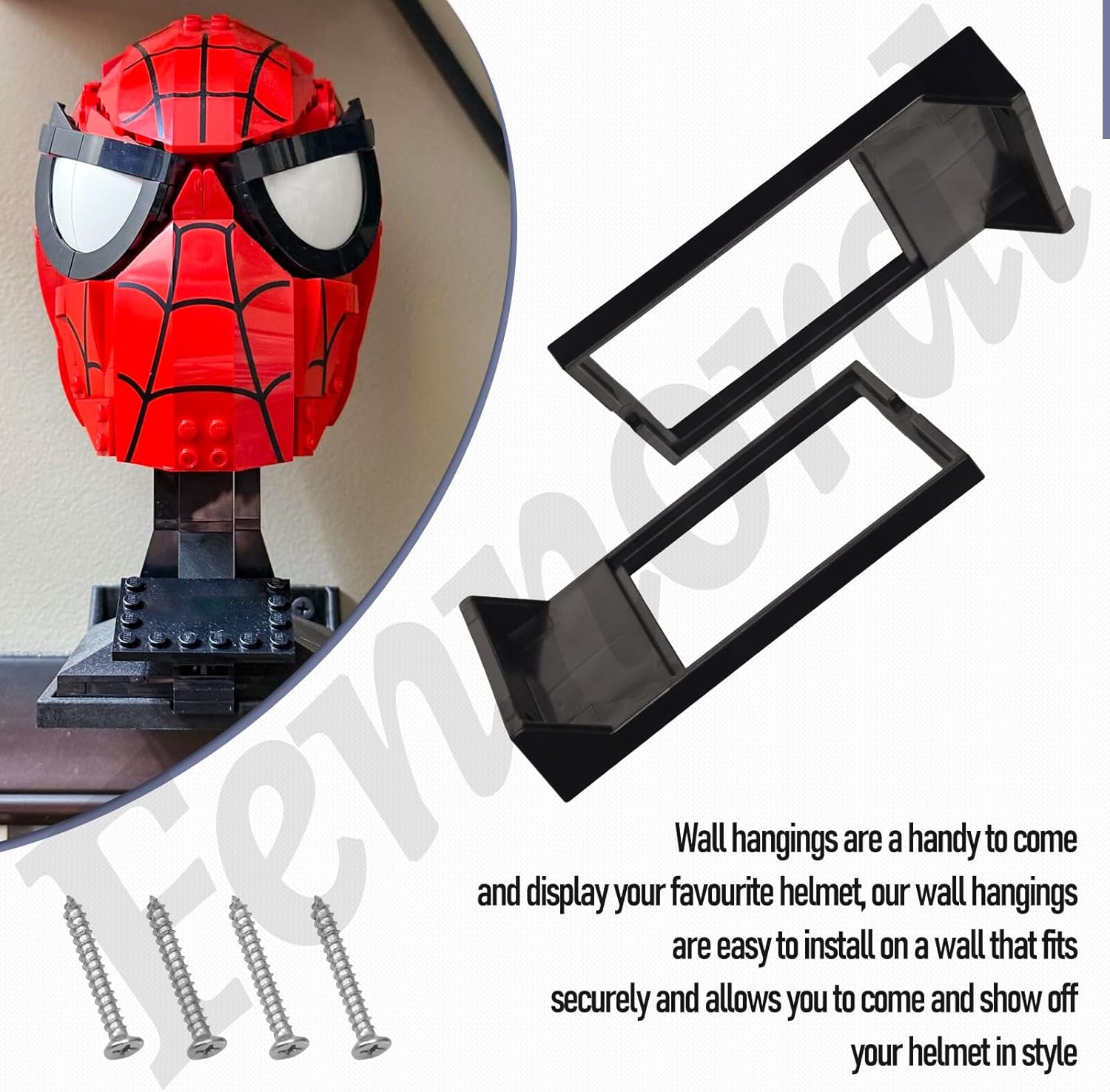 Fennoral 4 Pack Wall Mount/Wars Helmet Display Shelf for Lego Star Wars Helmet Compatible with All Standard Lego Helmets, Sturdy and Sleek - Black