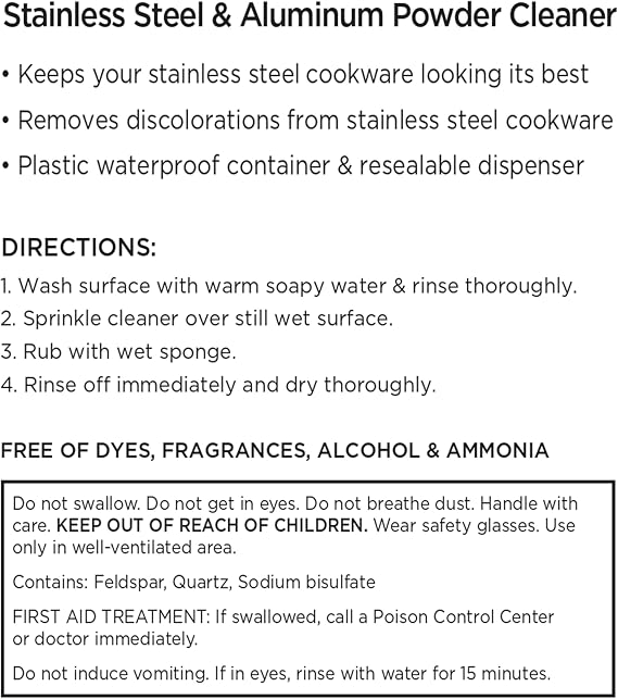 All-Clad Specialty Powder Stainless Steel Cleaner and Polish 12 Ounce Pots and Pans, Cookware White