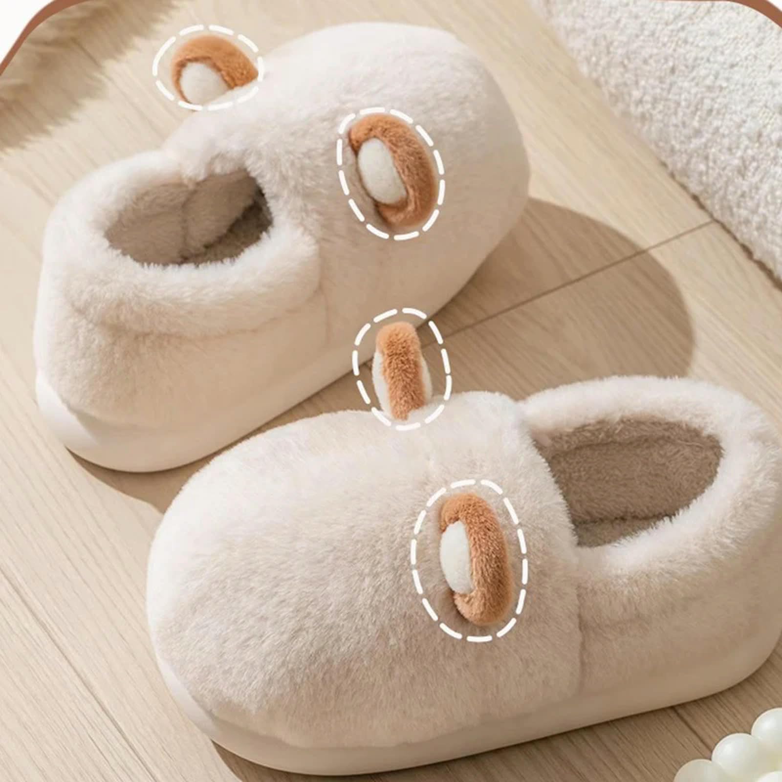 Pantofole Slifori di Cotone con Tacchi in Borsa per Uomini Inverno Casa Interno Spessa Scarpe da Risalita con Sola Slip, Lussuosa per Le Donne-beige-38-39