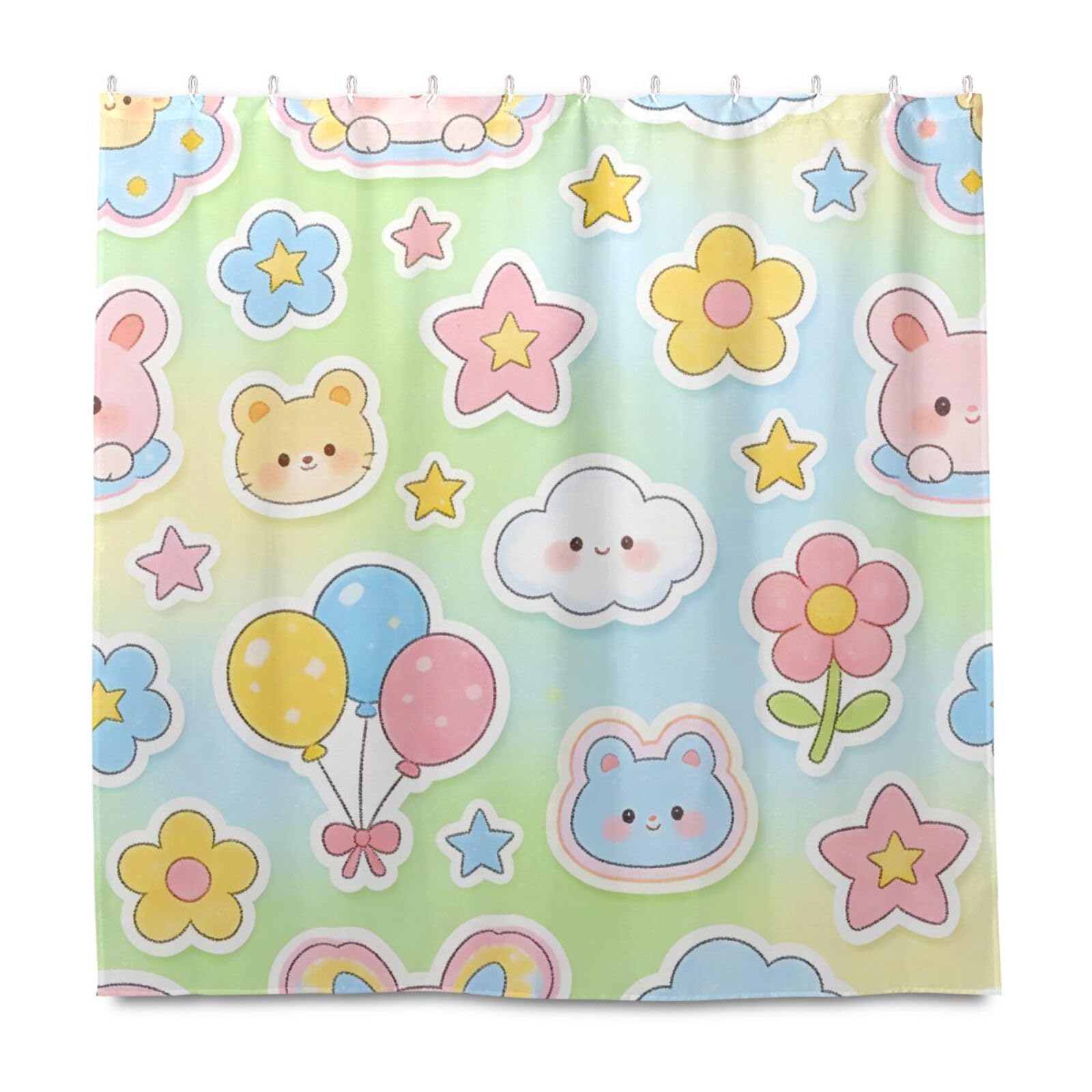 Rideau de douche imperméable en polyester lavable 183x183 cm avec crochets