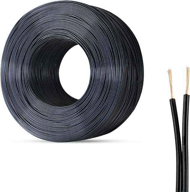 inodiref 10 Meter 24AGW Electrical Wire, 0.2 mm² 2 Core Flexible PVC Electrical Cable, Flexible Copper Extension Wire Cable, Outer Diameter 3.6MM, Flat Power Cable for Installing Low-Power Appliances