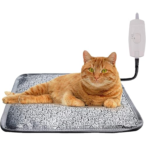 Homello Pet Heating Pad for Cats Dogs, Waterproof Electric Heating Mat Indoor, Adjustable Warming Mat, Pets Heated Bed with Chew Resistant Steel Cord