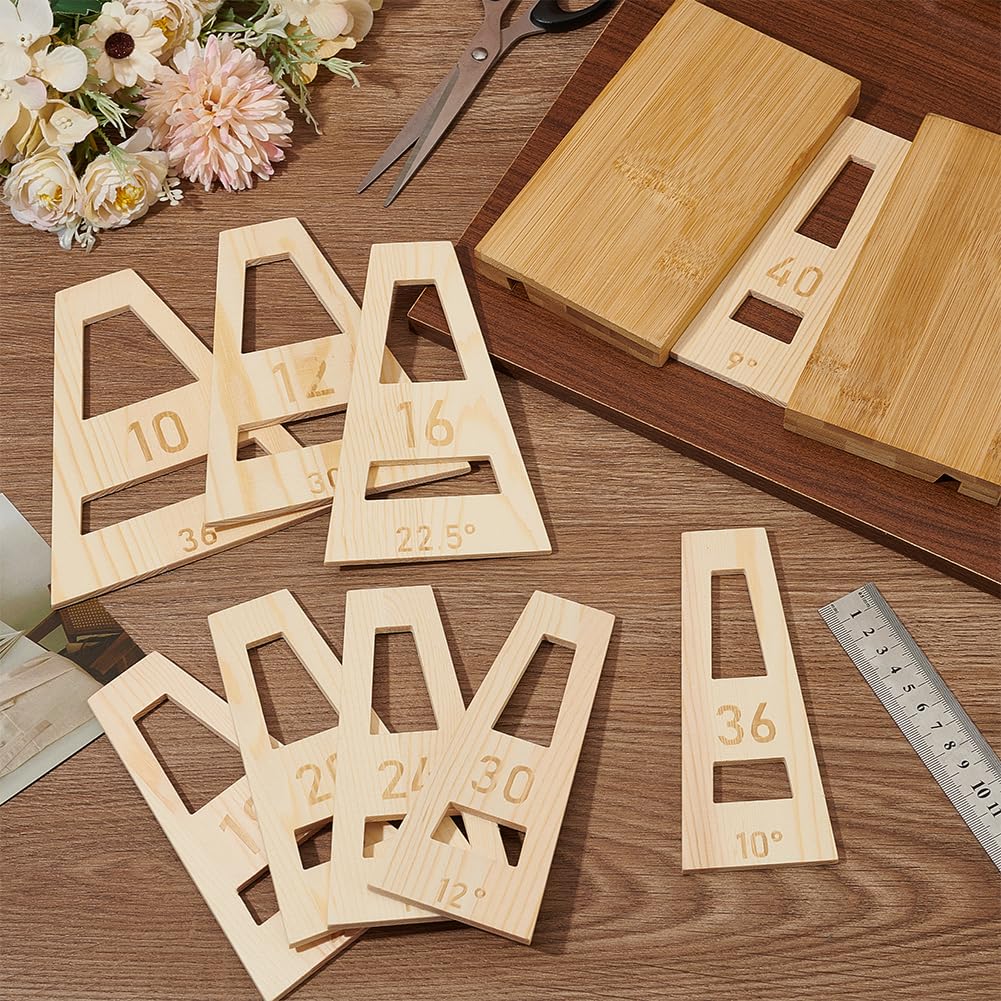BENECREAT 9 Pcs Cales à Bol Segmentées Ensemble D'Outils de Cales de Bol Segmentées Trapézoïdales Blanches en Amande pour Gabarit de Fabrication Traîneau Tournage sur Bois Épaisseur de 5mm