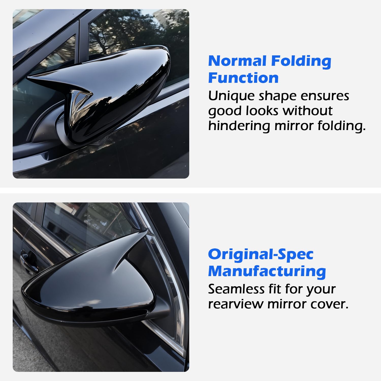 TECTICO Copri Specchietti Retrovisori - Calotte Specchietti Esterni Compatibile con Peugeot 208, 308, 408, 508, 307, 2008, 4008, 5008 (2013–2023), Nero Lucido, 1 paio