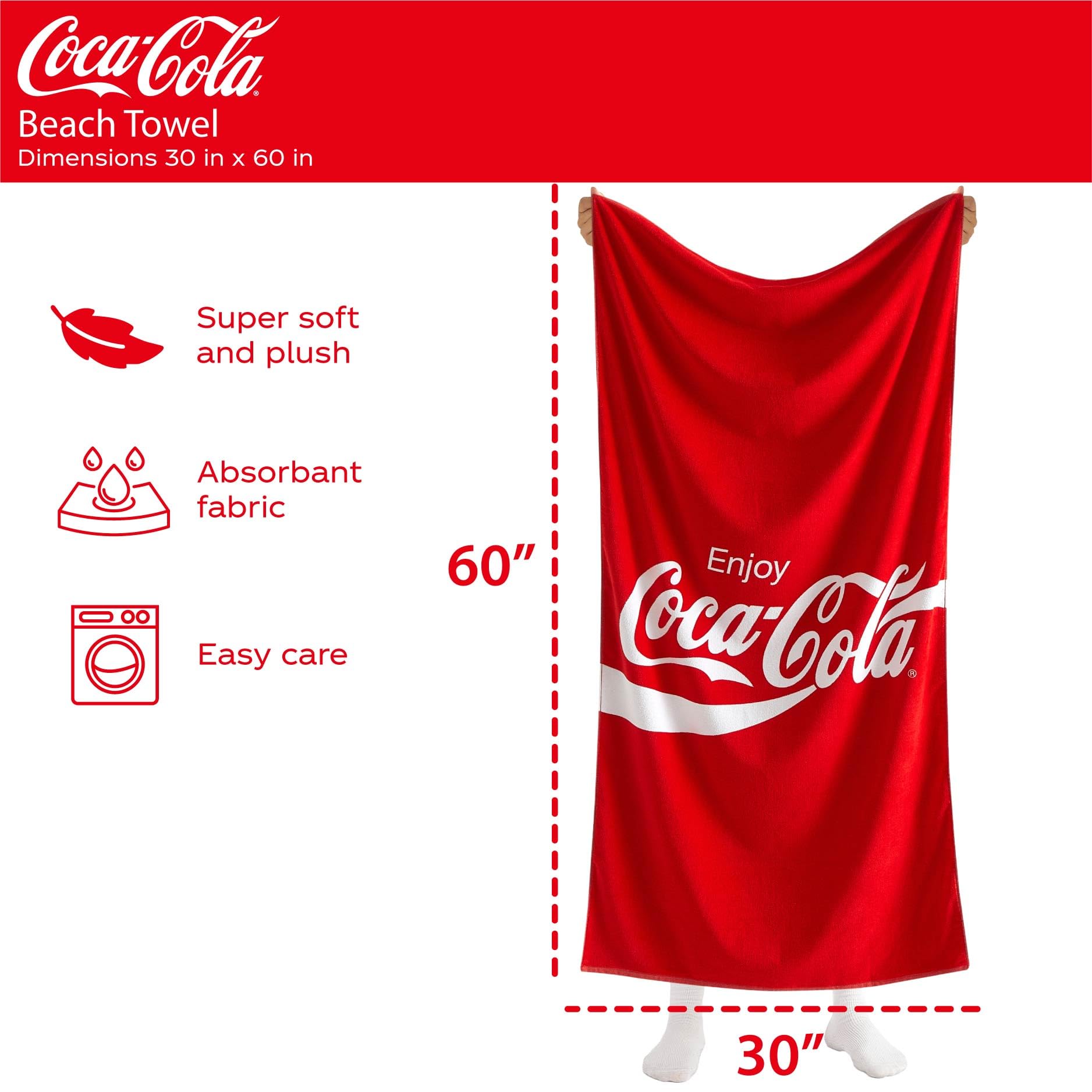Amazon.com: Coca-Cola Enjoy Coca-Cola Beach Towel, 30