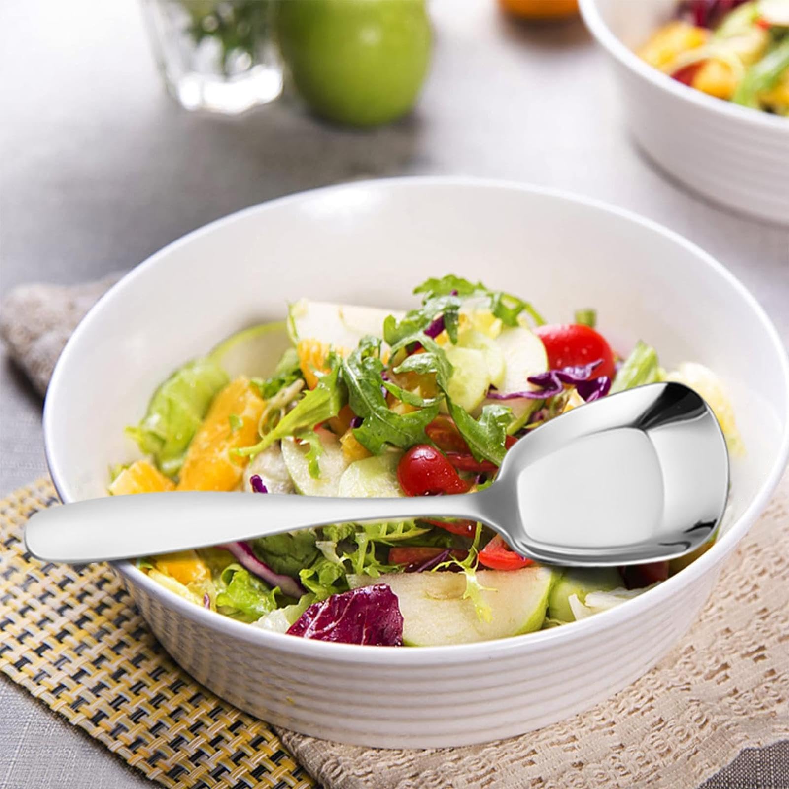 Cucharas De Acero Inoxidable Con Cabeza Cuadrada: Diseño Elegante Para Arroz, Sopa Y Mucho Más