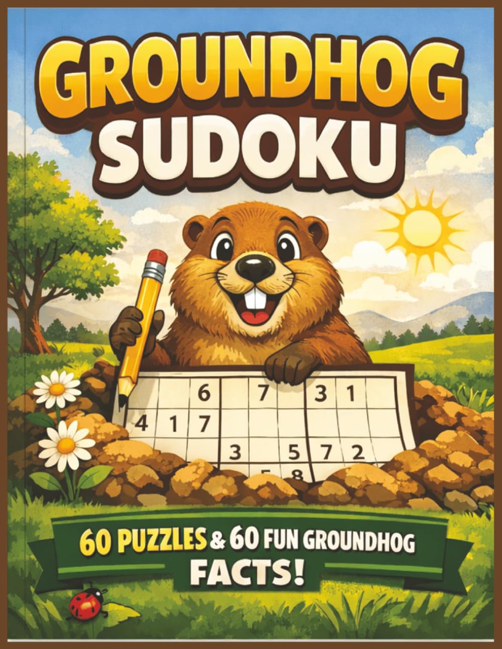 Groundhog Sudoku: 60 Large Sudoku Puzzles & Fun Facts About Groundhogs | 8.5 x 11 in. | Large Print | Easy to Read!