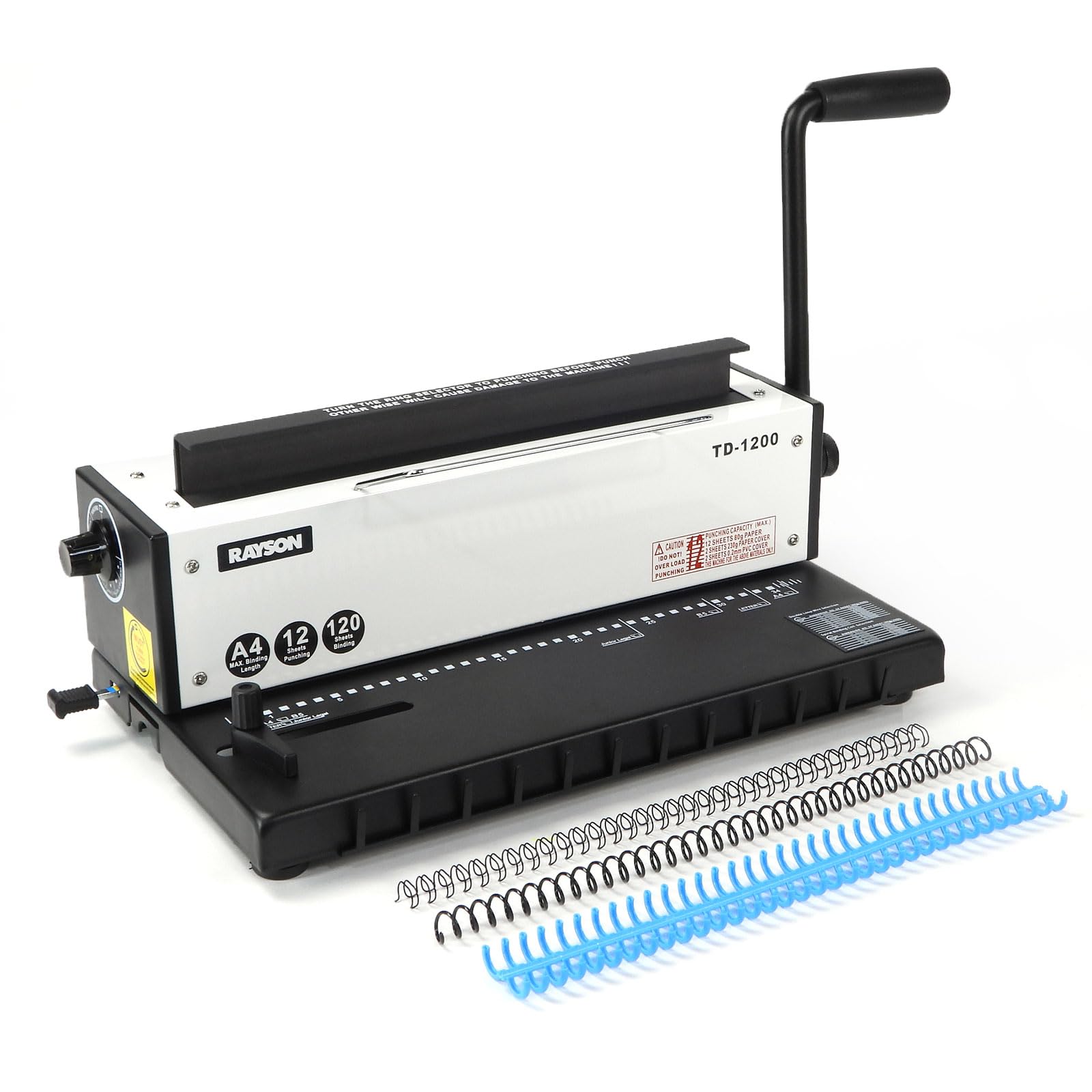RAYSON TD-1200R Metaaldraad bindmachine – 3:1 ponsafstand, 34 gaten, perforeert 12 A4-bladzijden, bindt tot 120 pagina's