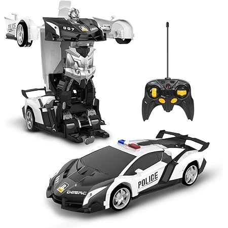 Amazon Deerc ラジコンカー こども向け スタントカー 警察車 ロボットに変換 変形可能 リモコンカー デモモード 360 回転 操作時間45分 2 4ghz 国内認証済み おもちゃ プレゼント 贈り物 日本語説明書 De39 ラジコン ドローン 通販