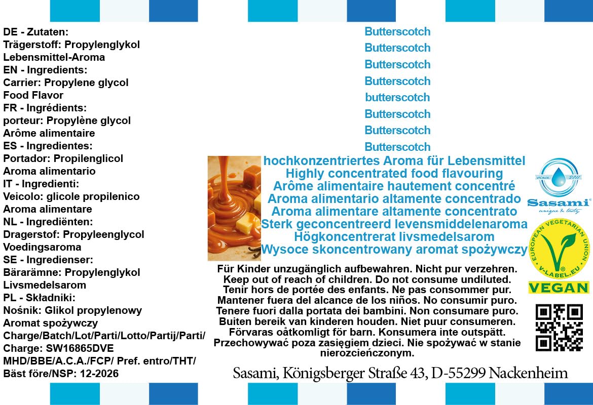 Butterscotch aroma concentrado - Vegano - Sasami - 10ml
