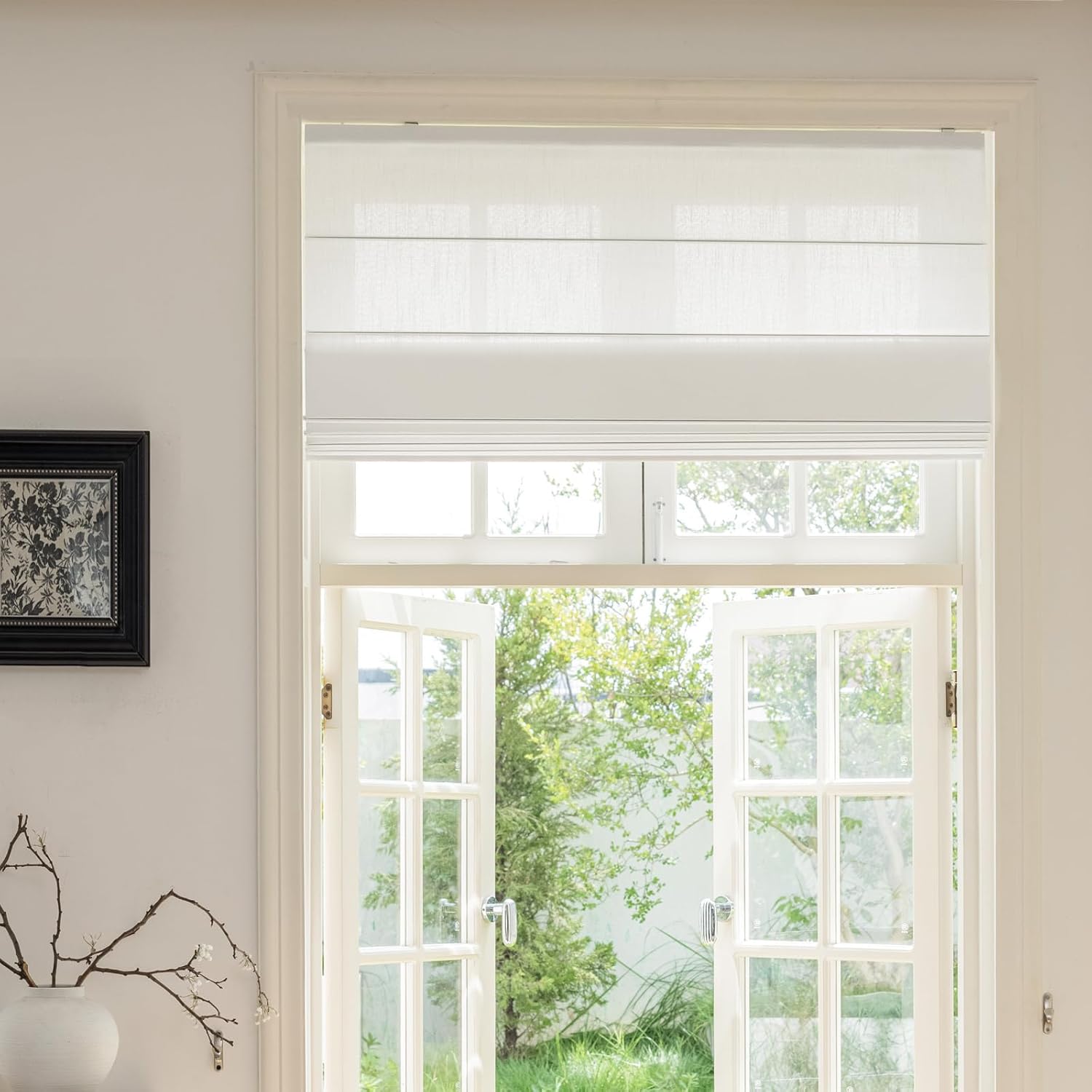 Sheer Roman Window Shades Window Blinds, White Window Roman Shades, Custom Washable Fabric Roman Blinds for Windows, Doors, French Doors, Kitchen Windows