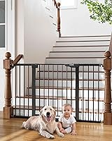 Cumbor 29.7-54.2" Extra Wide Baby Gate for Stairs & Doorways - Mom's Choice Award Winner, Self-Closing Pressure Mounted Dog Gate, Black